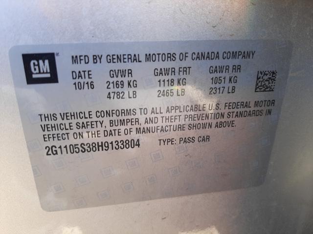 Photo 9 VIN: 2G1105S38H9133804 - CHEVROLET IMPALA LT 