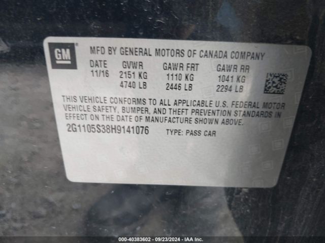 Photo 8 VIN: 2G1105S38H9141076 - CHEVROLET IMPALA 