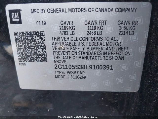 Photo 8 VIN: 2G1105S38L9100391 - CHEVROLET IMPALA 