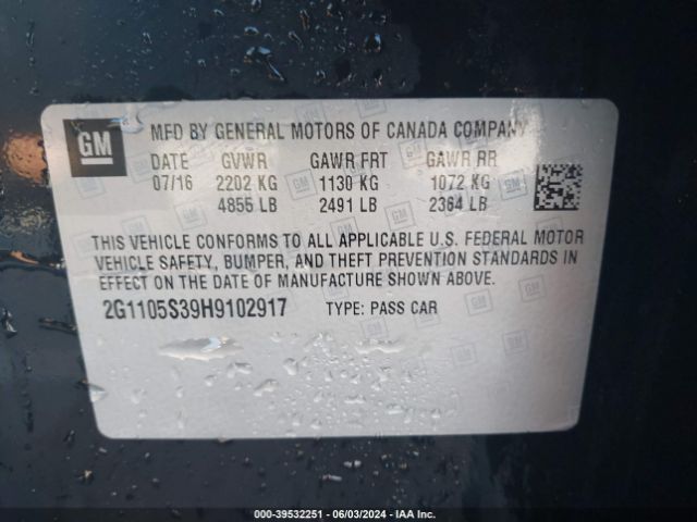 Photo 8 VIN: 2G1105S39H9102917 - CHEVROLET IMPALA 