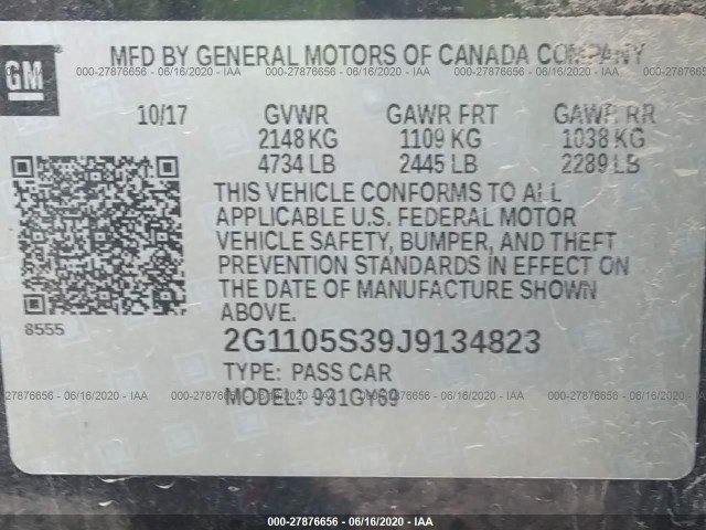 Photo 8 VIN: 2G1105S39J9134823 - CHEVROLET IMPALA 