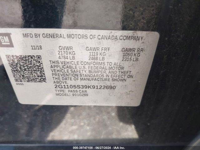 Photo 8 VIN: 2G1105S39K9122690 - CHEVROLET IMPALA 