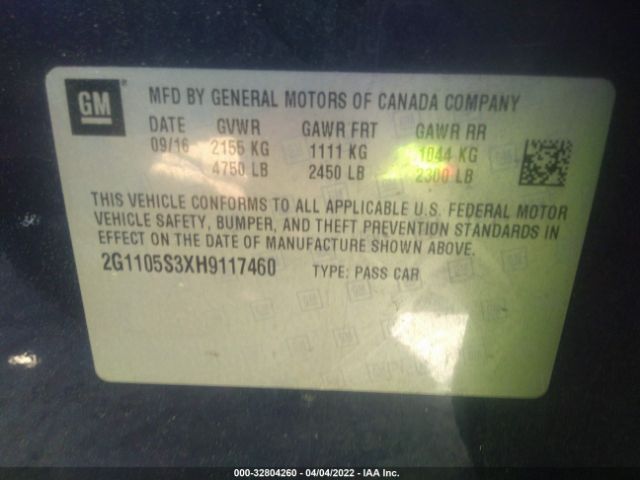 Photo 8 VIN: 2G1105S3XH9117460 - CHEVROLET IMPALA 