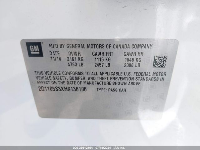 Photo 8 VIN: 2G1105S3XH9136106 - CHEVROLET IMPALA 