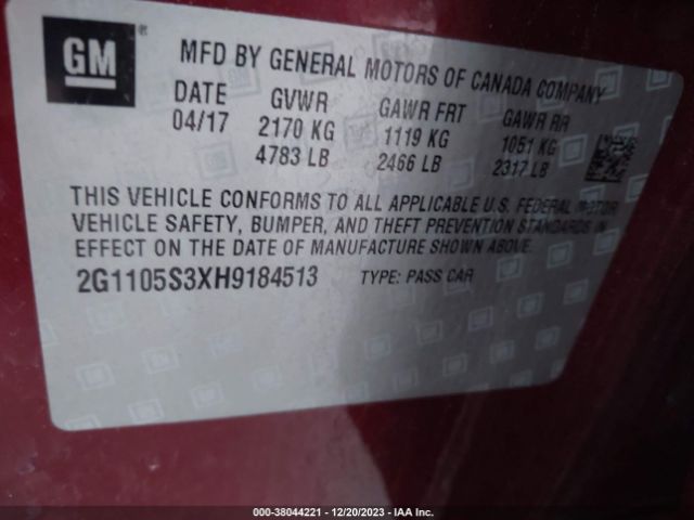 Photo 8 VIN: 2G1105S3XH9184513 - CHEVROLET IMPALA 