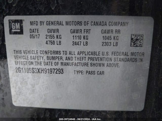 Photo 8 VIN: 2G1105S3XH9197293 - CHEVROLET IMPALA 