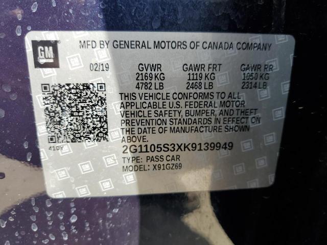 Photo 12 VIN: 2G1105S3XK9139949 - CHEVROLET IMPALA PRE 