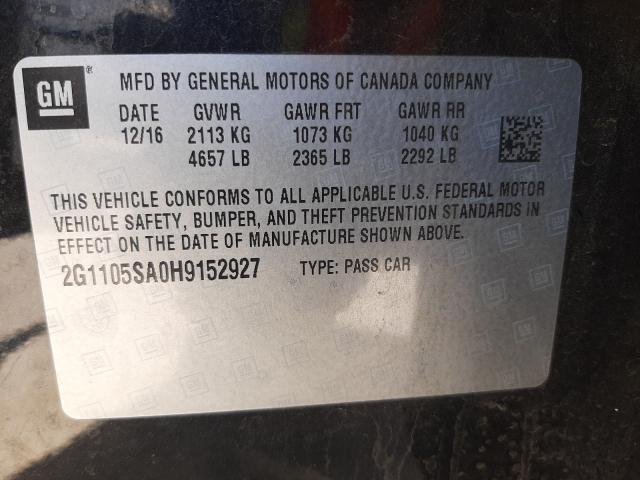 Photo 9 VIN: 2G1105SA0H9152927 - CHEVROLET IMPALA LT 