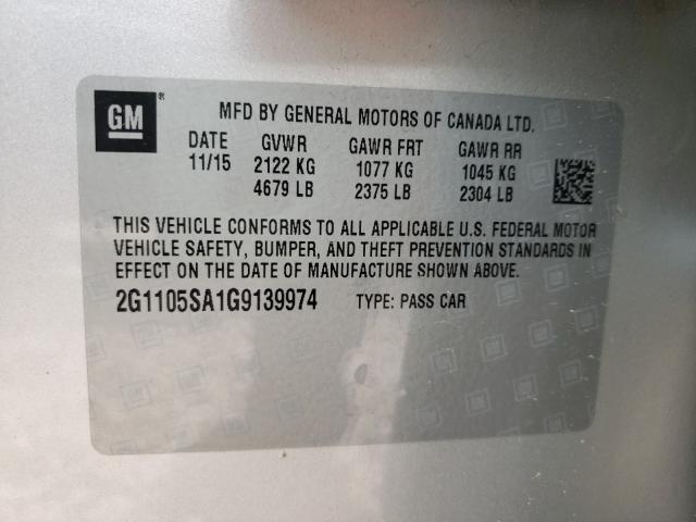 Photo 9 VIN: 2G1105SA1G9139974 - CHEVROLET IMPALA 