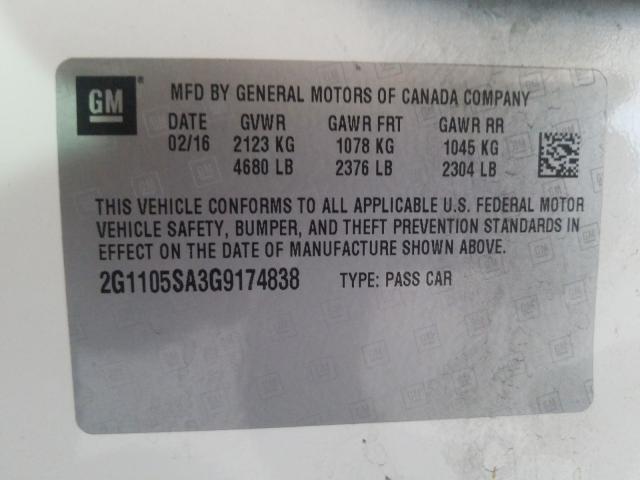 Photo 9 VIN: 2G1105SA3G9174838 - CHEVROLET IMPALA LT 