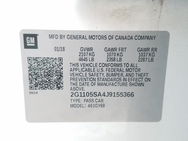 Photo 9 VIN: 2G1105SA4J9155366 - CHEVROLET IMPALA LT 