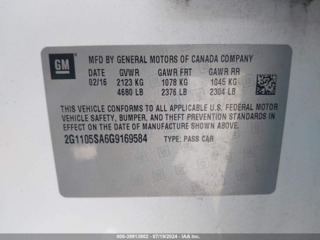 Photo 8 VIN: 2G1105SA6G9169584 - CHEVROLET IMPALA 