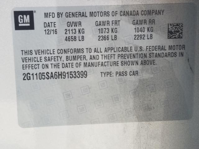 Photo 9 VIN: 2G1105SA6H9153399 - CHEVROLET IMPALA LT 