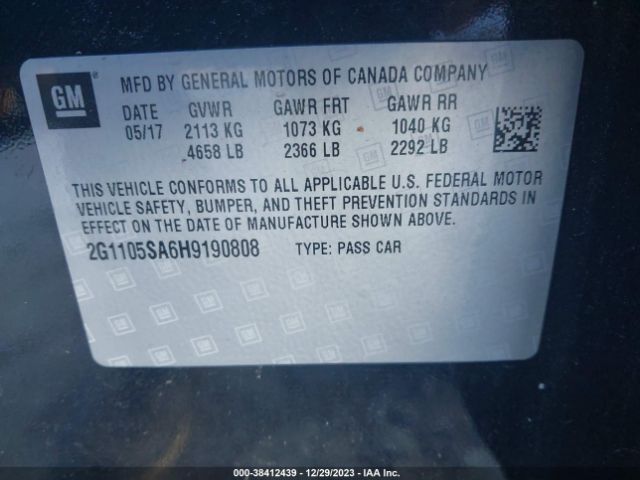 Photo 8 VIN: 2G1105SA6H9190808 - CHEVROLET IMPALA 