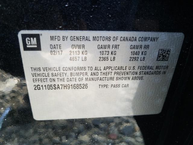 Photo 9 VIN: 2G1105SA7H9168526 - CHEVROLET IMPALA LT 