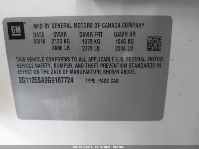 Photo 8 VIN: 2G1105SA9G9187724 - CHEVROLET IMPALA 