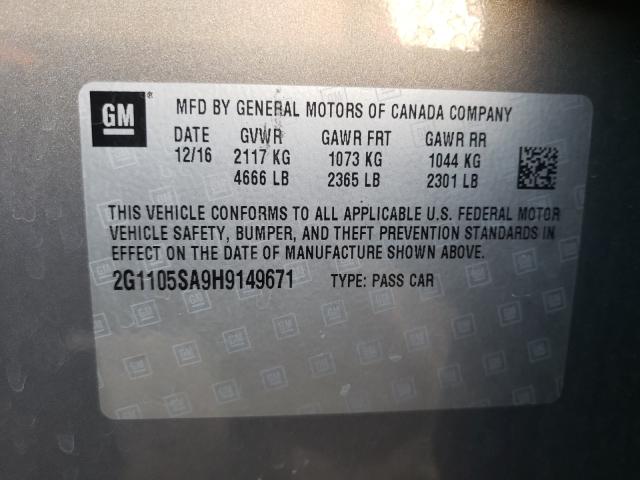 Photo 9 VIN: 2G1105SA9H9149671 - CHEVROLET IMPALA LT 