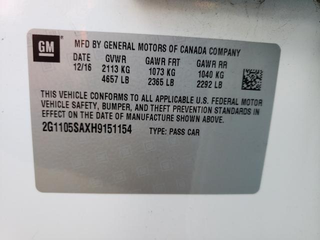 Photo 9 VIN: 2G1105SAXH9151154 - CHEVROLET IMPALA LT 