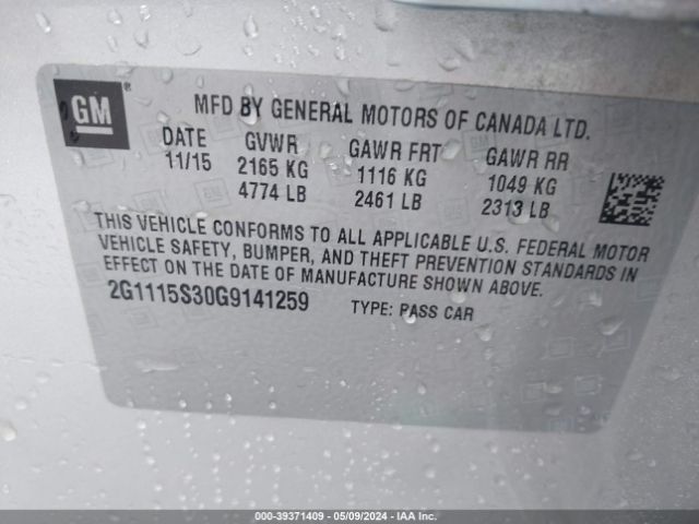 Photo 8 VIN: 2G1115S30G9141259 - CHEVROLET IMPALA 