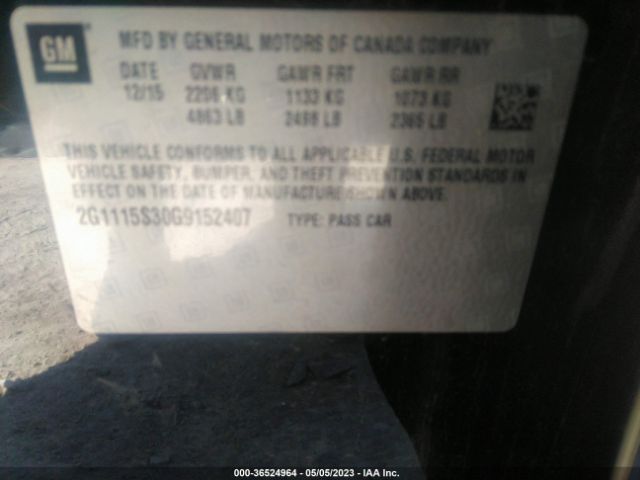 Photo 8 VIN: 2G1115S30G9152407 - CHEVROLET IMPALA 