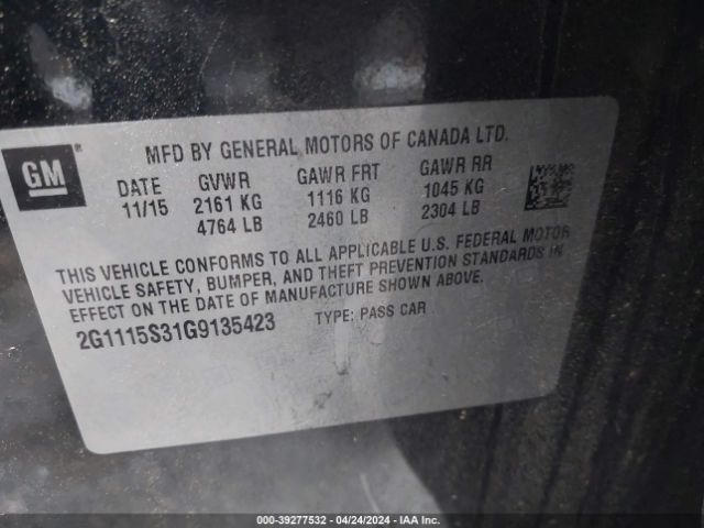 Photo 8 VIN: 2G1115S31G9135423 - CHEVROLET IMPALA 