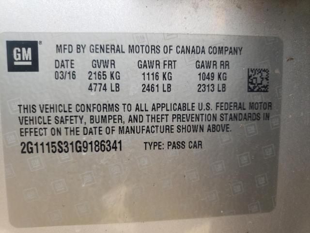 Photo 9 VIN: 2G1115S31G9186341 - CHEVROLET IMPALA LT 