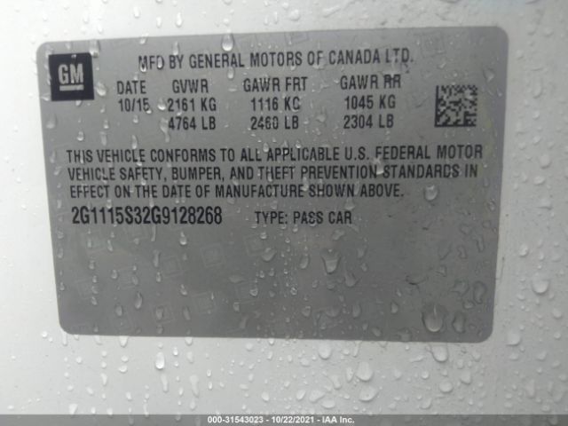 Photo 8 VIN: 2G1115S32G9128268 - CHEVROLET IMPALA 