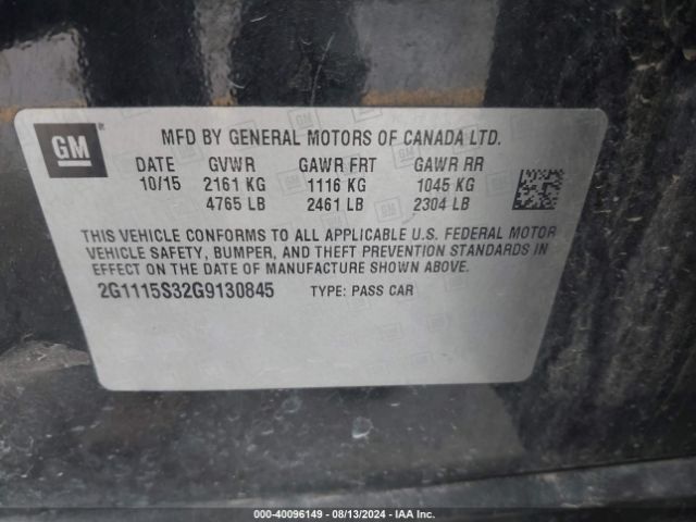 Photo 8 VIN: 2G1115S32G9130845 - CHEVROLET IMPALA 