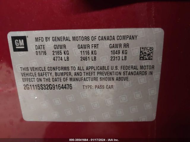 Photo 8 VIN: 2G1115S32G9164476 - CHEVROLET IMPALA 