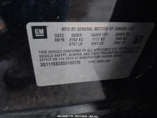 Photo 8 VIN: 2G1115S33G9109776 - CHEVROLET IMPALA 