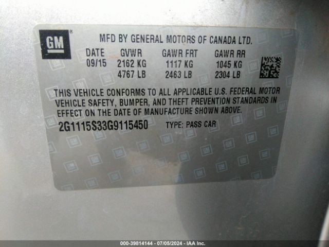 Photo 8 VIN: 2G1115S33G9115450 - CHEVROLET IMPALA 