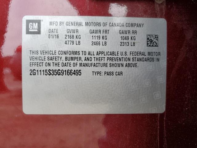 Photo 11 VIN: 2G1115S35G9166495 - CHEVROLET IMPALA LT 