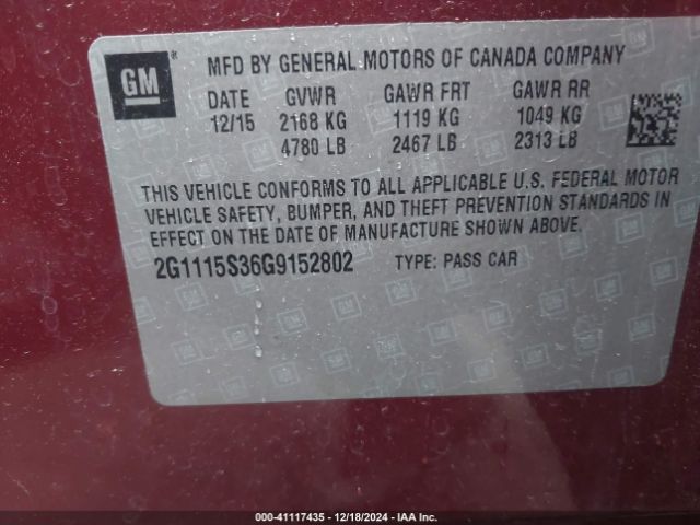 Photo 8 VIN: 2G1115S36G9152802 - CHEVROLET IMPALA 