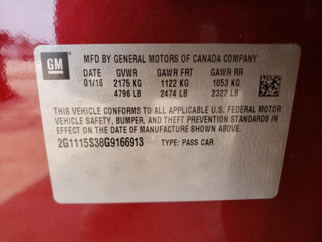 Photo 9 VIN: 2G1115S38G9166913 - CHEVROLET IMPALA LT 