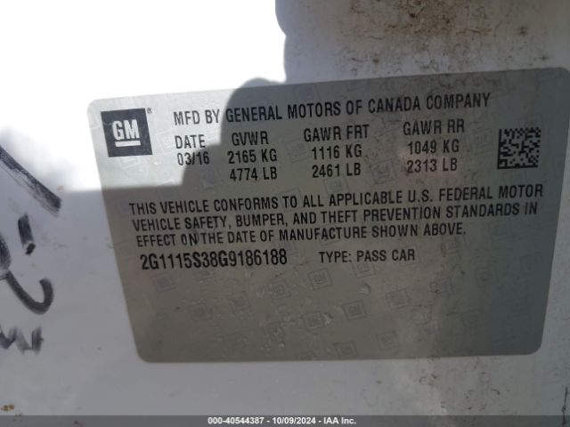 Photo 8 VIN: 2G1115S38G9186188 - CHEVROLET IMPALA 