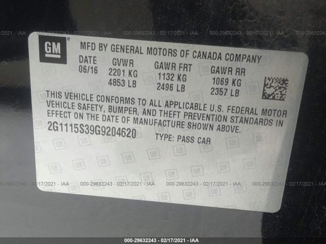 Photo 8 VIN: 2G1115S39G9204620 - CHEVROLET IMPALA 