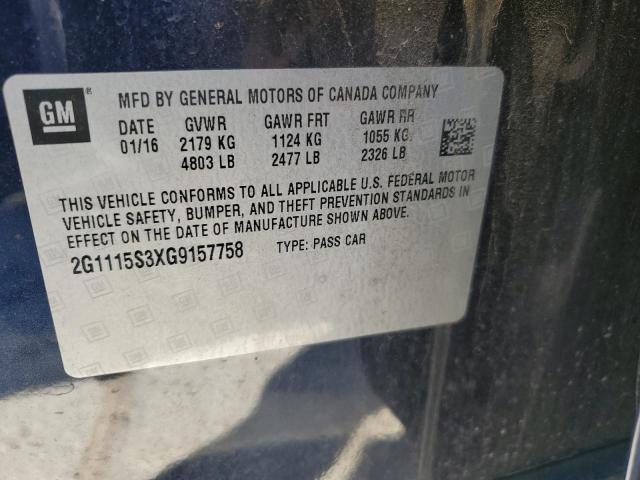 Photo 11 VIN: 2G1115S3XG9157758 - CHEVROLET IMPALA LT 