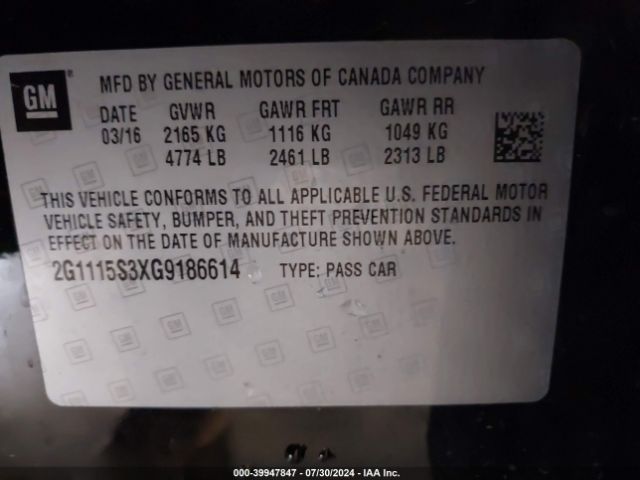 Photo 8 VIN: 2G1115S3XG9186614 - CHEVROLET IMPALA 