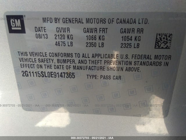 Photo 8 VIN: 2G1115SL0E9147365 - CHEVROLET IMPALA 