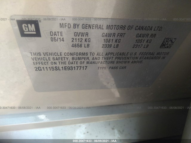 Photo 8 VIN: 2G1115SL1E9317717 - CHEVROLET IMPALA 