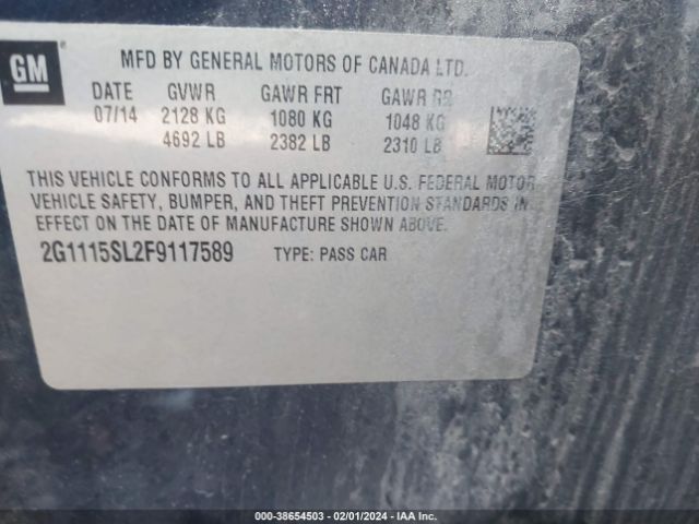 Photo 8 VIN: 2G1115SL2F9117589 - CHEVROLET IMPALA 