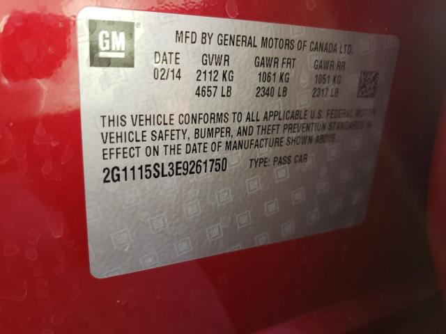 Photo 9 VIN: 2G1115SL3E9261750 - CHEVROLET IMPALA LT 