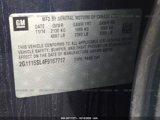 Photo 8 VIN: 2G1115SL4F9167717 - CHEVROLET IMPALA 