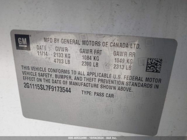 Photo 8 VIN: 2G1115SL7F9173544 - CHEVROLET IMPALA 