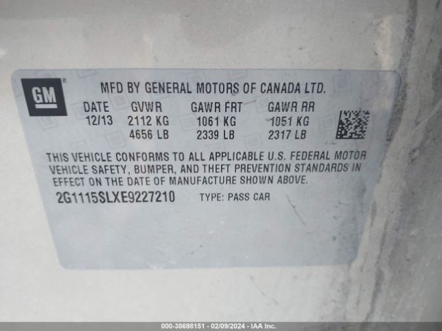 Photo 8 VIN: 2G1115SLXE9227210 - CHEVROLET IMPALA 