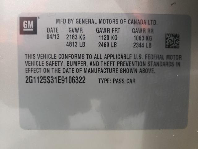 Photo 9 VIN: 2G1125S31E9106322 - CHEVROLET IMPALA LT 