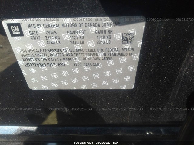 Photo 8 VIN: 2G1125S31J9117685 - CHEVROLET IMPALA 