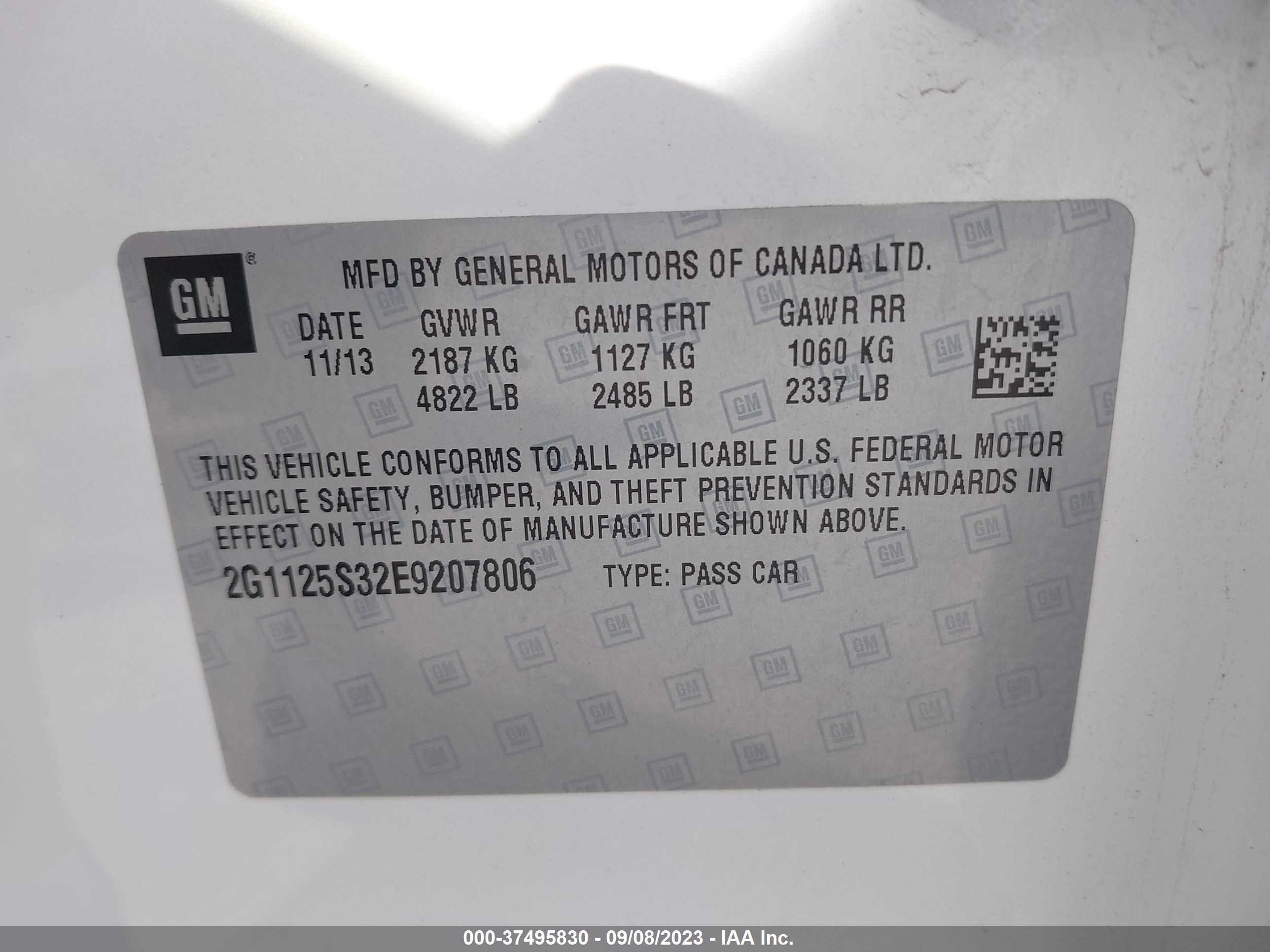 Photo 8 VIN: 2G1125S32E9207806 - CHEVROLET IMPALA 