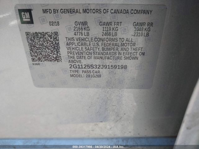 Photo 8 VIN: 2G1125S32J9159198 - CHEVROLET IMPALA 