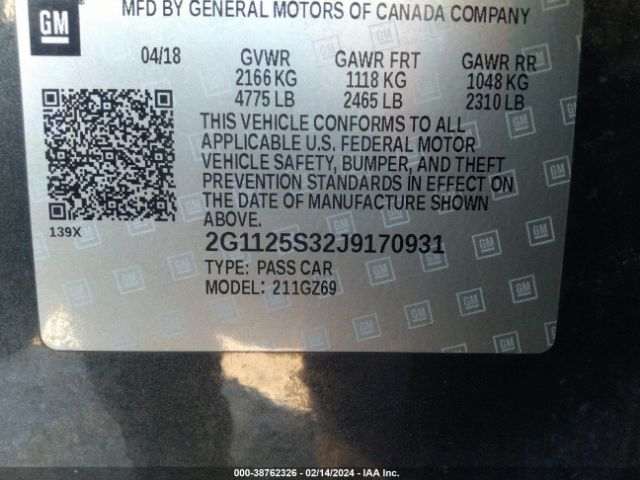 Photo 8 VIN: 2G1125S32J9170931 - CHEVROLET IMPALA 